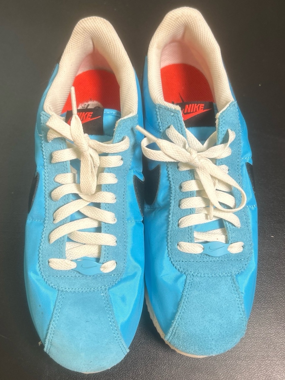 Nike Cortez White and Light Blue Low-Top Sneakers
